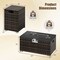 Outdoor 2-in-1 PE Rattan Fire Pit Table Set with Propane Tank Holder Lava Rocks